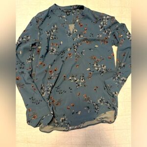 Hilary Radley dusky blue long sleeve blouse